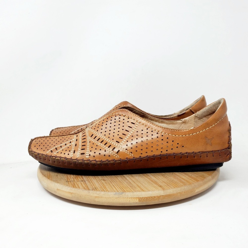 Pikolinos Jerez Sandals Womens 40 Brown Leather Cut Out Loafer Slip On Shoes